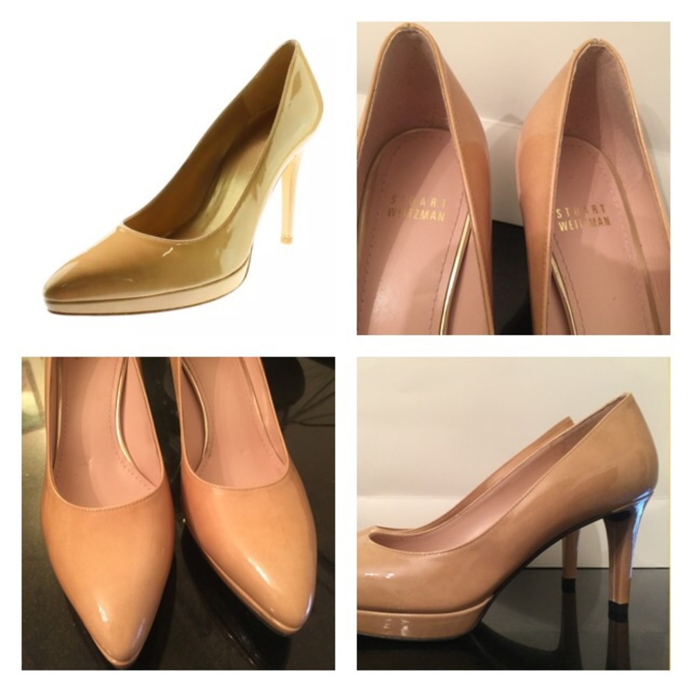 Stuart weitzman zsa zsa nude patent pumps new