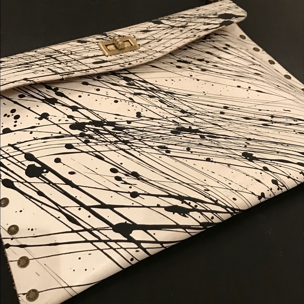 Handmade splash abstract crossbody clutch bag