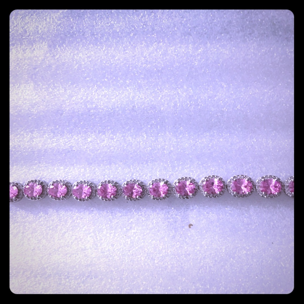 Beautiful white gold plated crystal pink bracelet