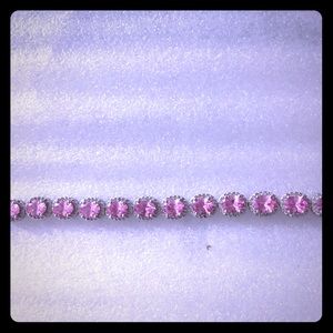 Beautiful white gold plated crystal pink bracelet