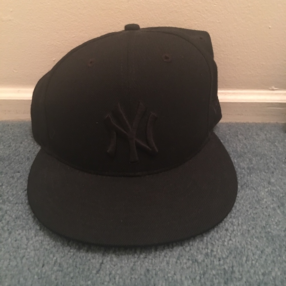 All Black Yankees Fitted Hat