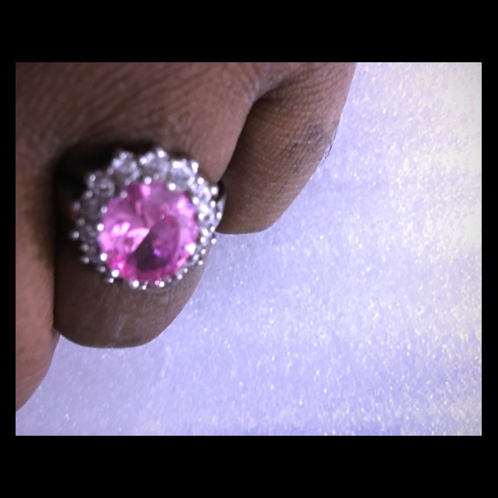 14k gold plated pink & white crystal stones 💎