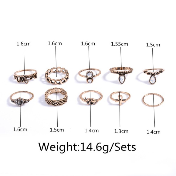 10 Piece Boho Ring Set - Picture 4 of 4