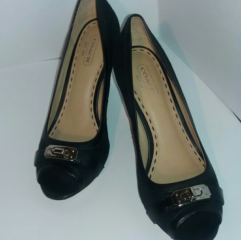 Coach Signature Peep Toe Wedges