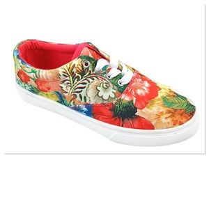 Ositos Shoes - Coral and Green Floral Sneakers Ositos Shoes - Coral and Green Floral Sneakers