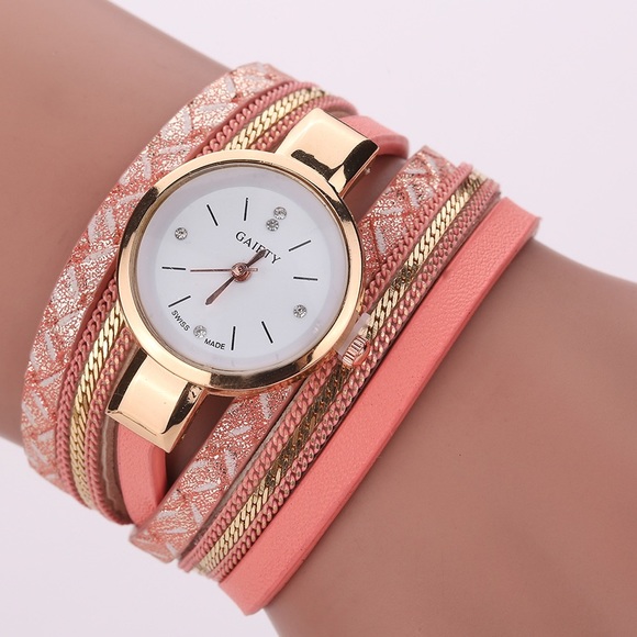 LAST ONE* Peach & Gold Wrap Watch - Picture 2 of 4