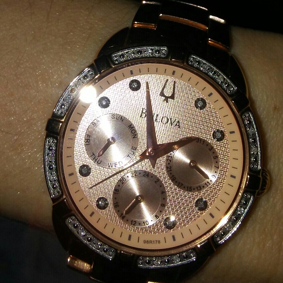 Bulova Rose Gold Women\'s Diamond Set Case Watch