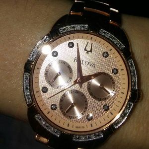 Bulova Rose Gold Women's Diamond Set Case Watch