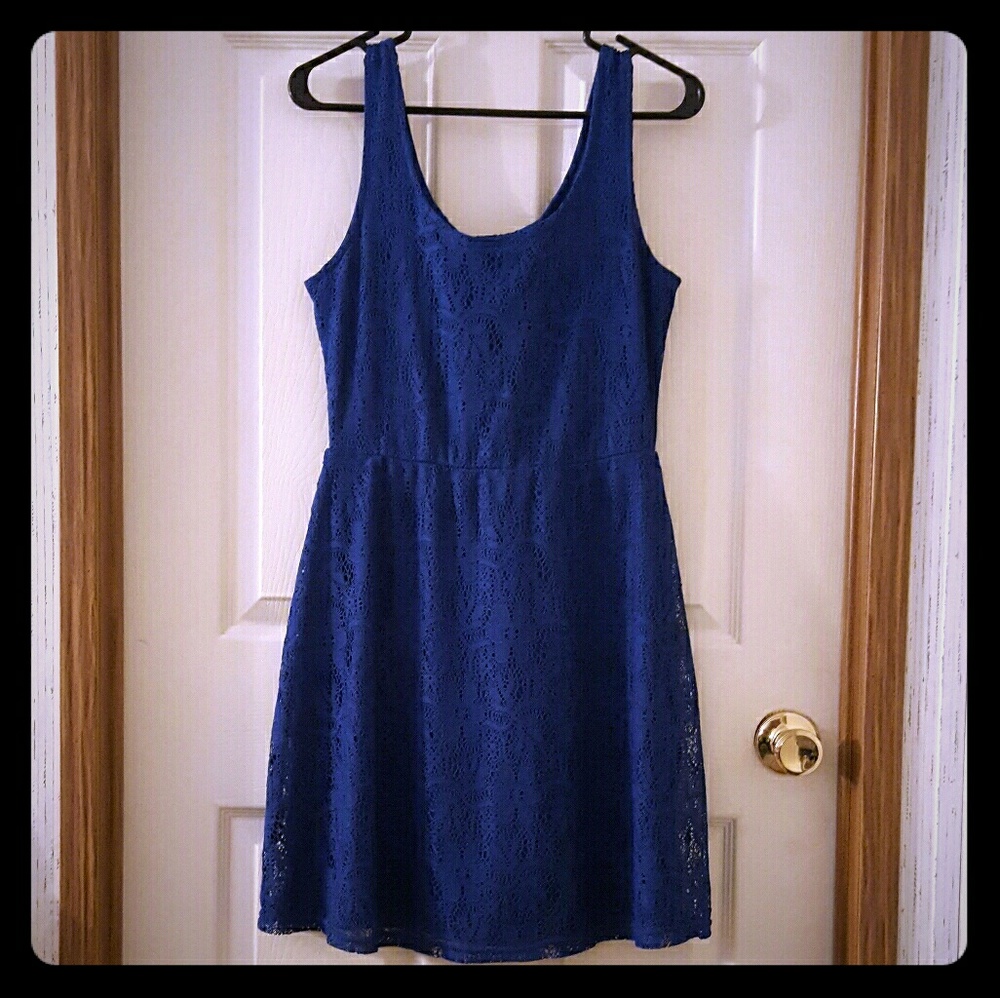 Cobalt Blue Lacy Skater Dress