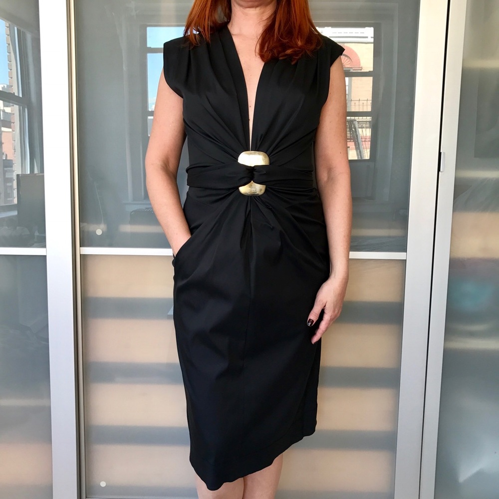Donna Karan Collection black taffeta dress