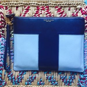 Blue Tory Burch Block T Large Pouch / Clutch