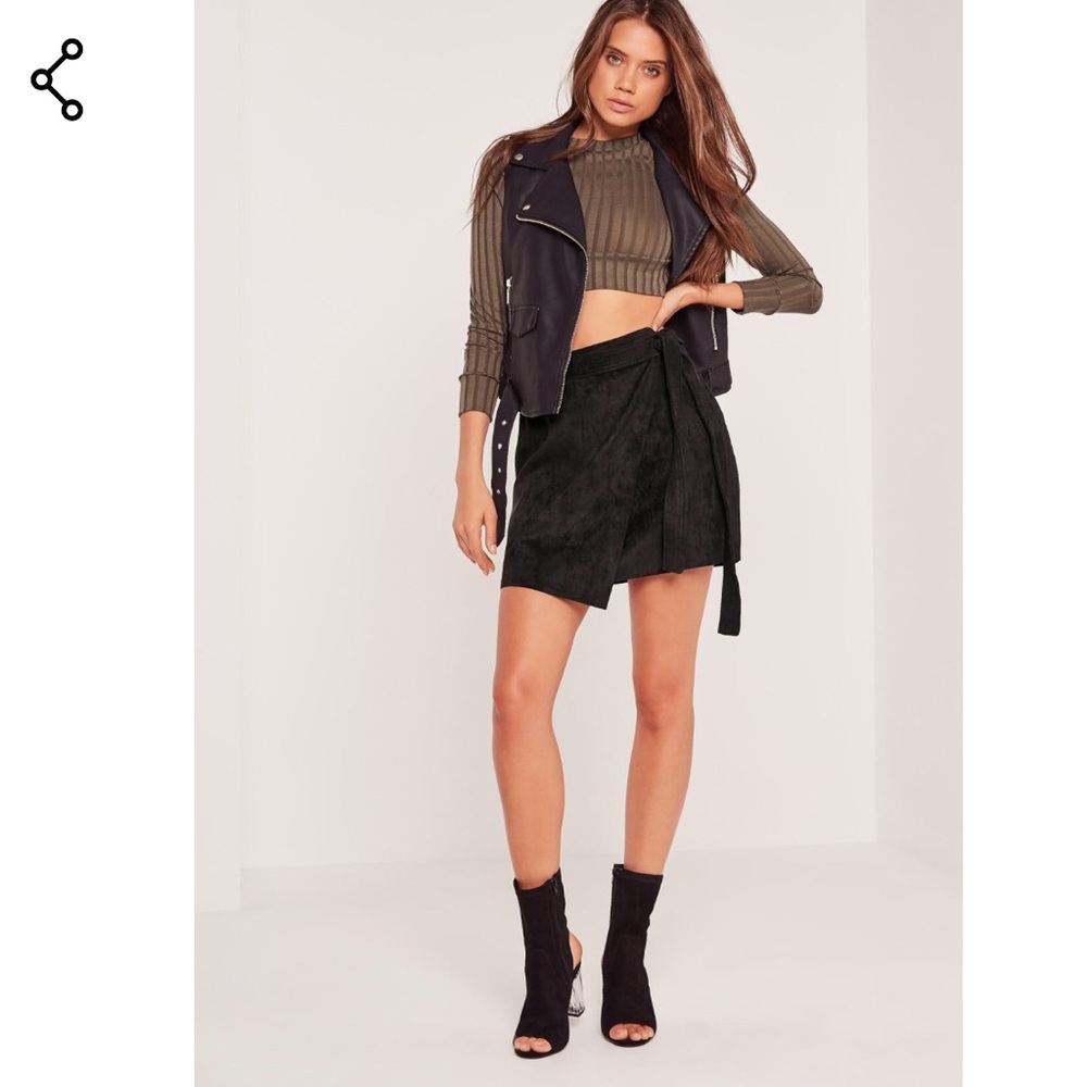 Missguided Faux Suede Side Tie Mini Skirt