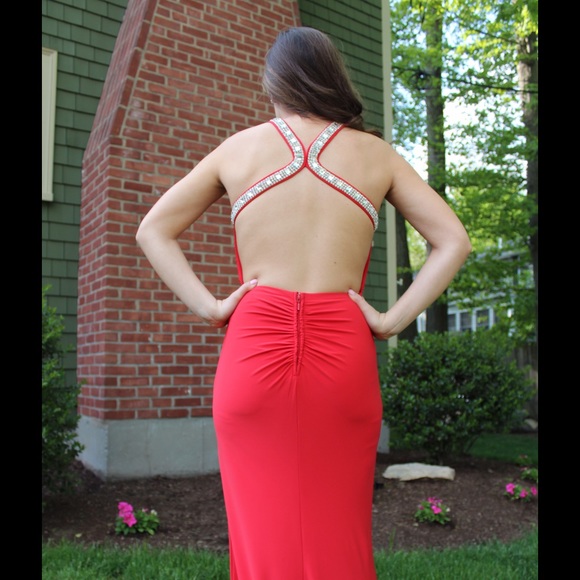Red Prom Dress, open back - Picture 1 of 3