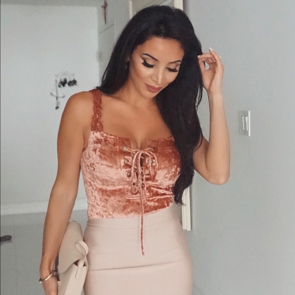 Plush pink Velvet bodysuit top! Open to offers