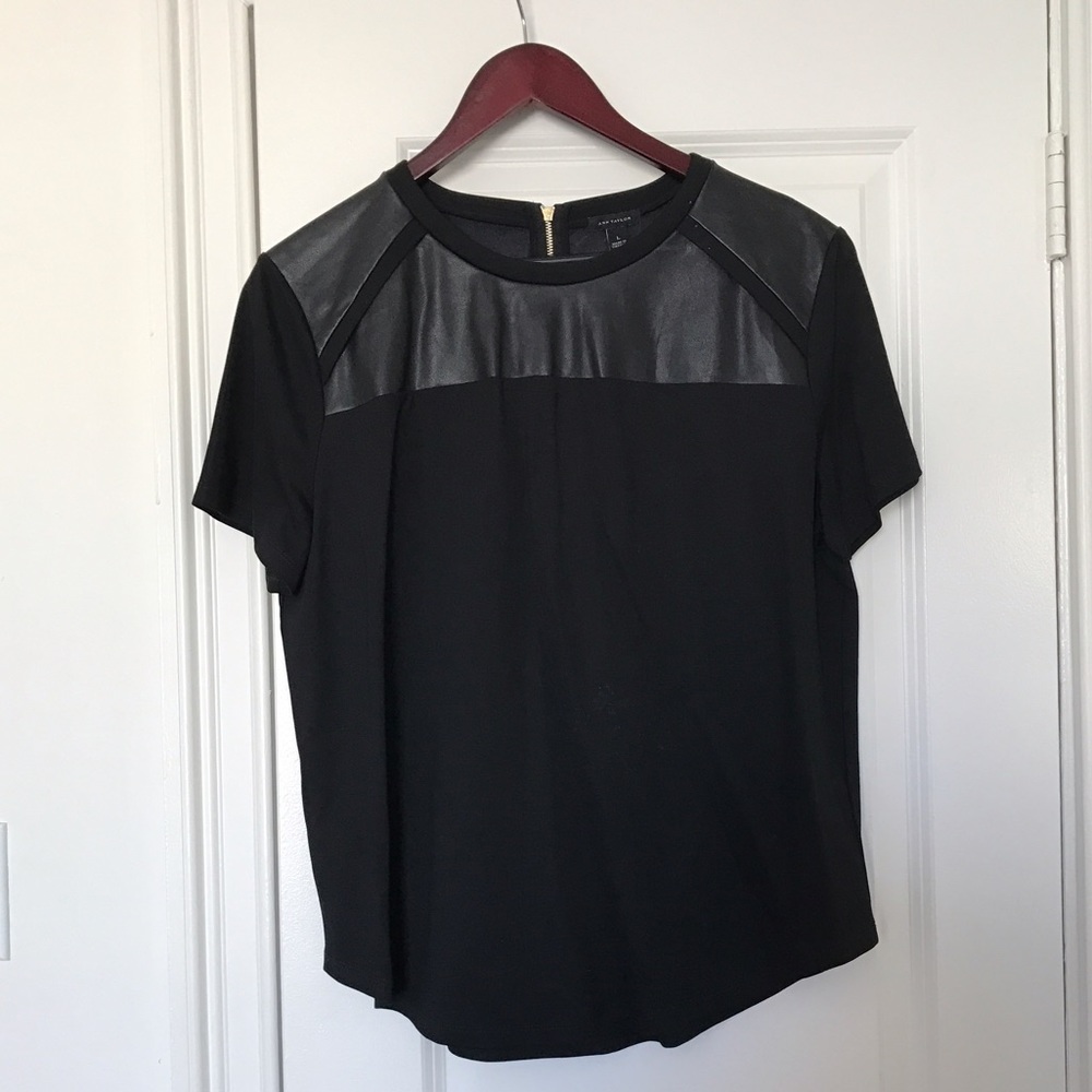 Ann Taylor Tee with Leather