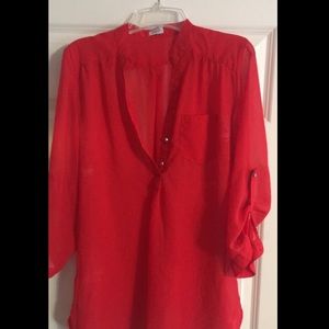 Red Charming Charlie's Sheer Top