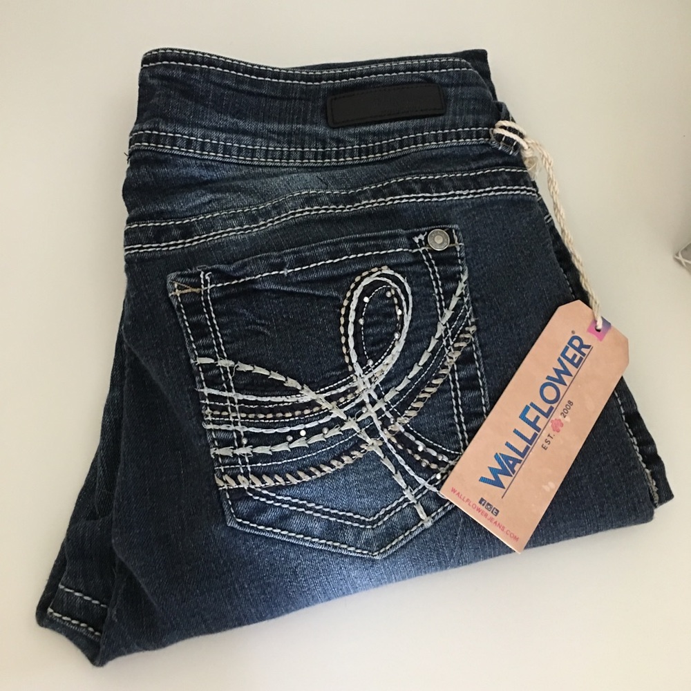 Wallflower Skinny Dark Distressed Wah Jeans
