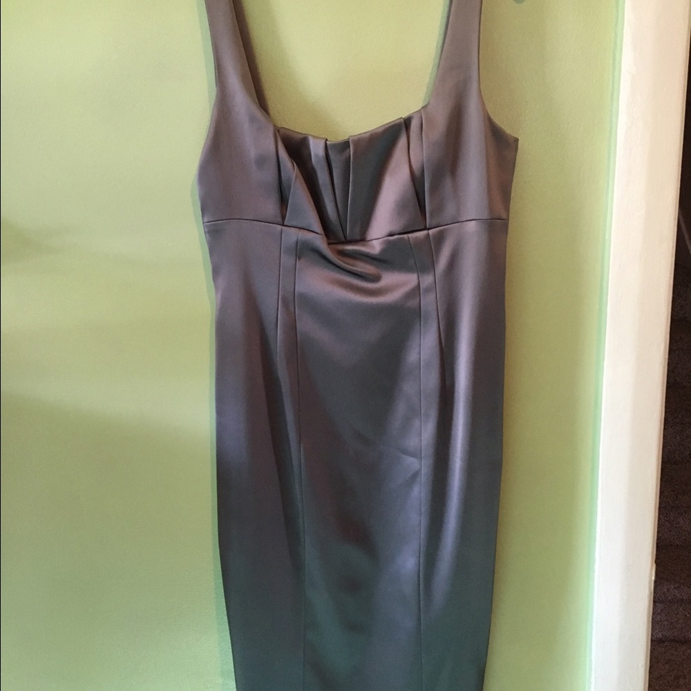 David meister grey satin cocktail dress size 2