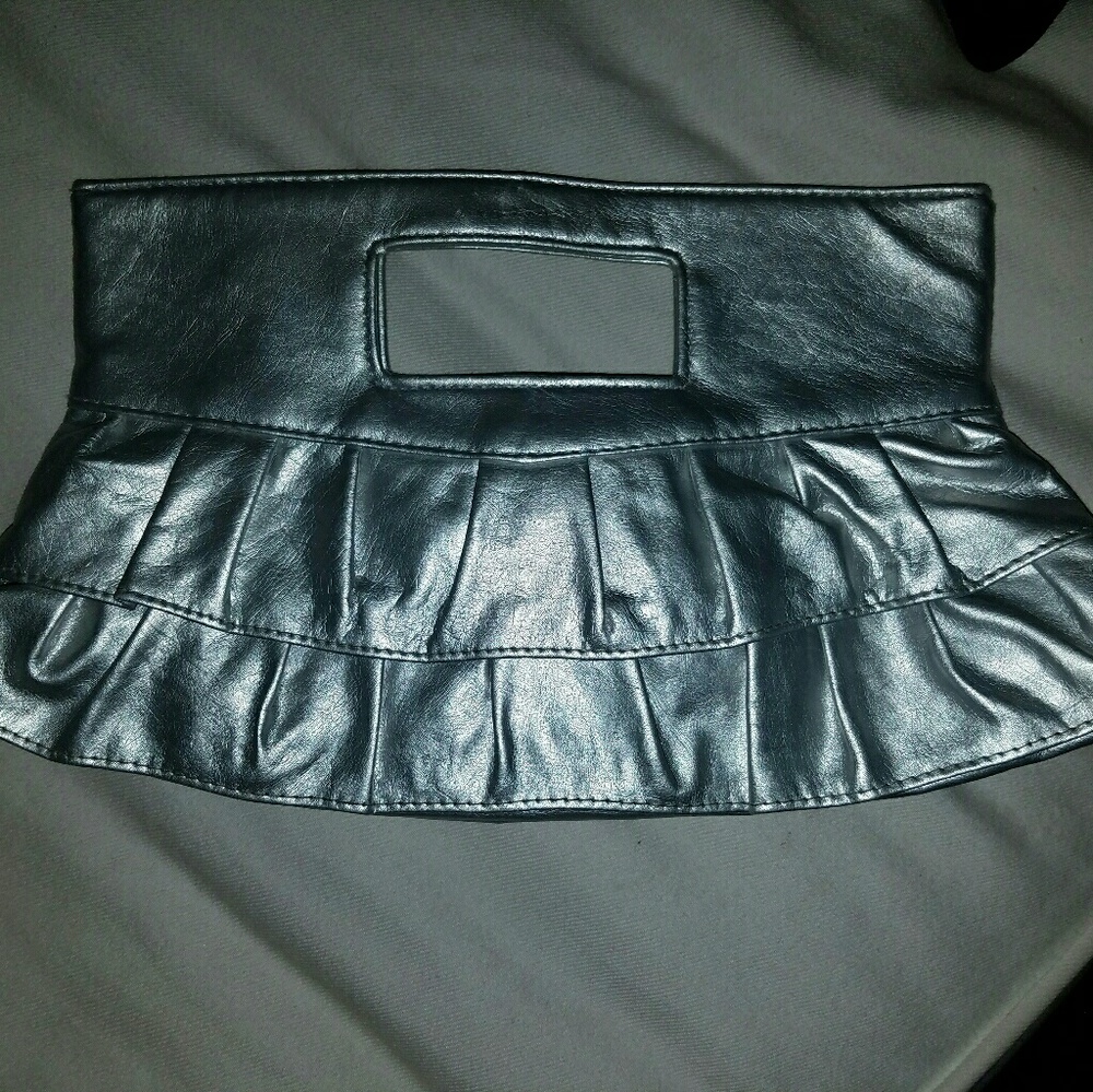 Pretty Ruffled Silver Clutch