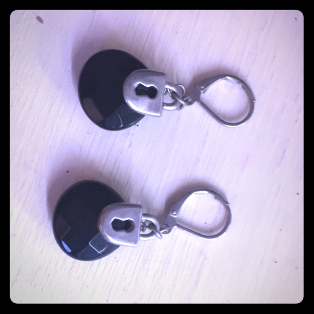 Black lock earrings