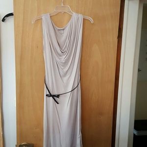 Sweater dress with black bow belt