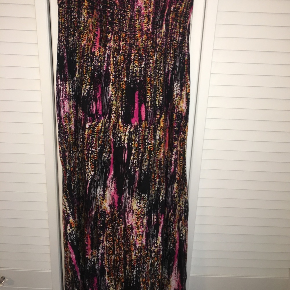 Strapless maxi dress.