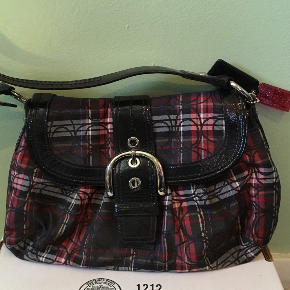 Plaid coach purse