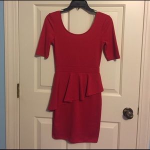 Red peplum dress