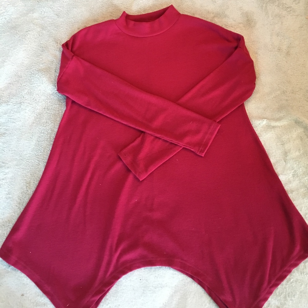 NWOT-Long sleeve red flowy top