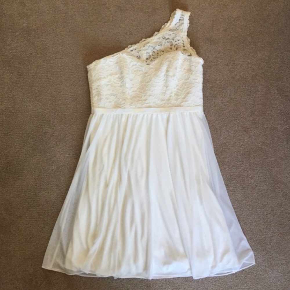 David's Bridal One Shoulder Lace Dress
