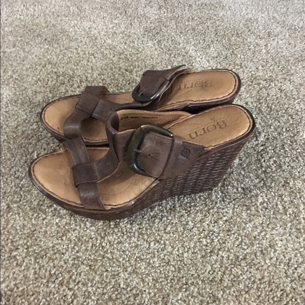 Born Leather Wedge Sandals
