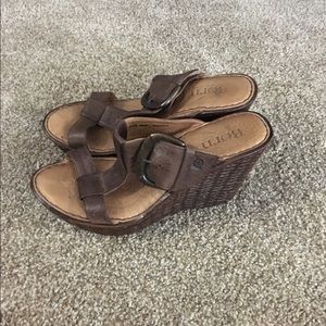 Born Leather Wedge Sandals