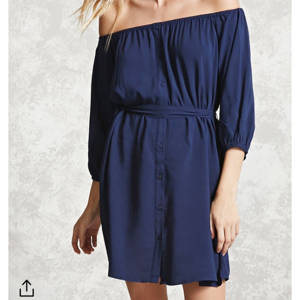 Blue doff the shoulder dress!