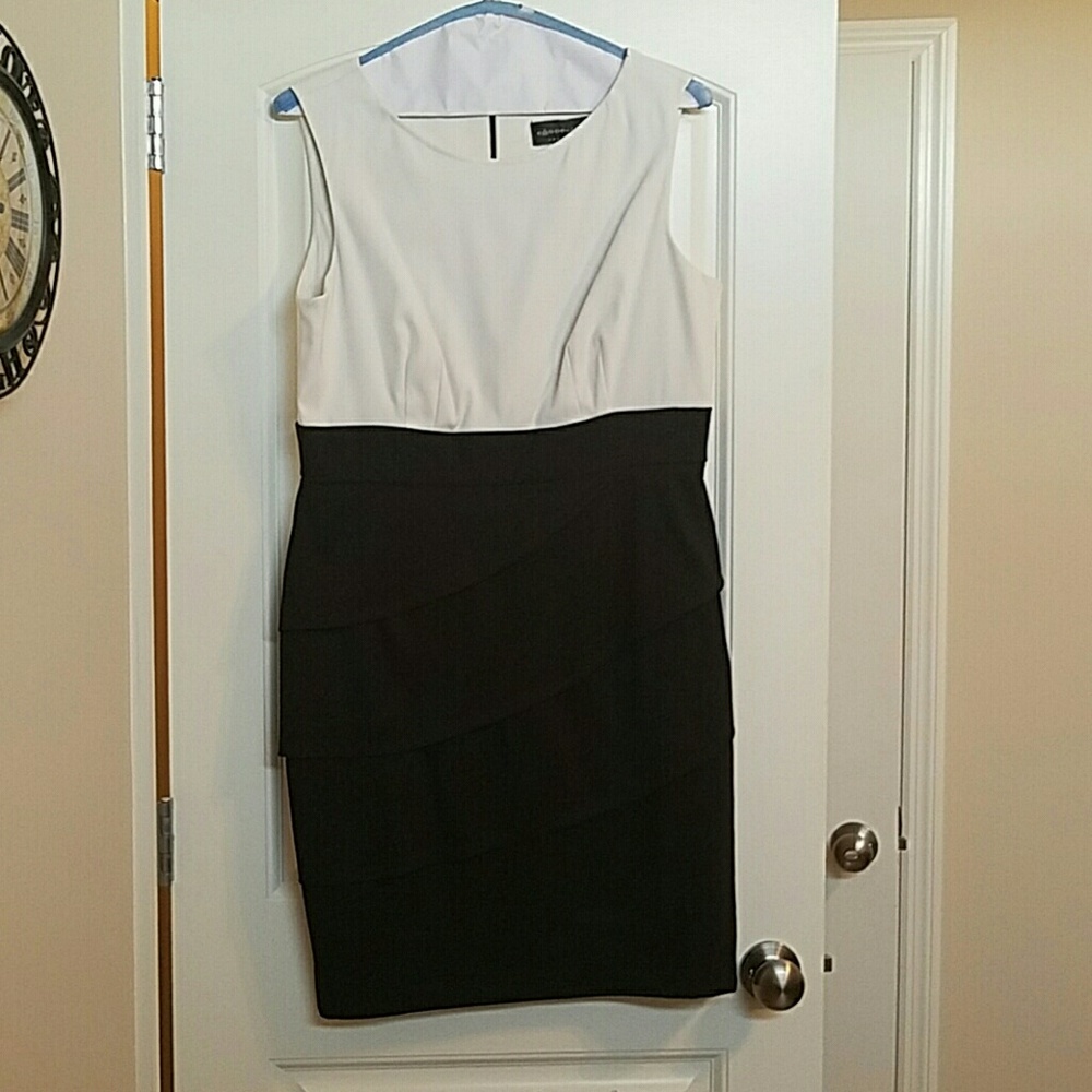 Cream and Black Fitted Dress