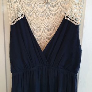 Ya Los Angelas Navy crochet maxi dress