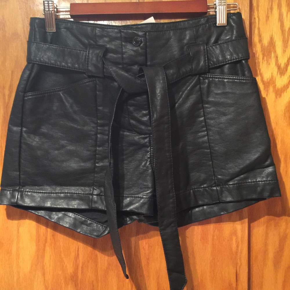 H & M faux leather shorts