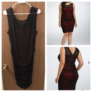 Plus Size Shirred Bodycon Mesh Dress