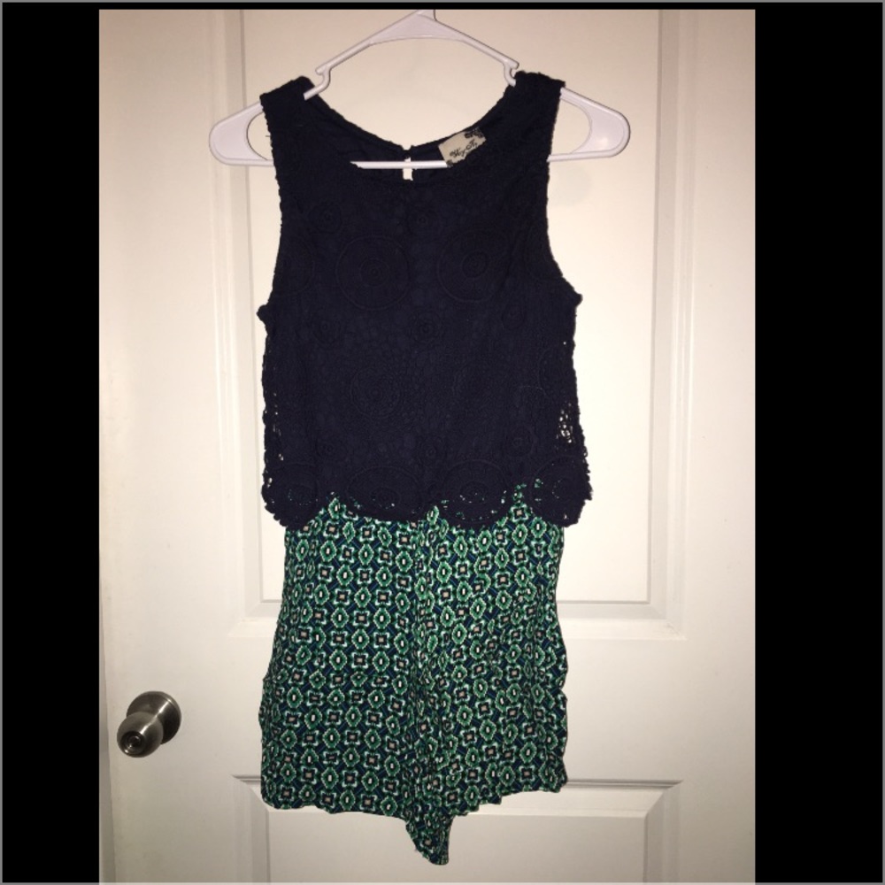Navy and Green Romper