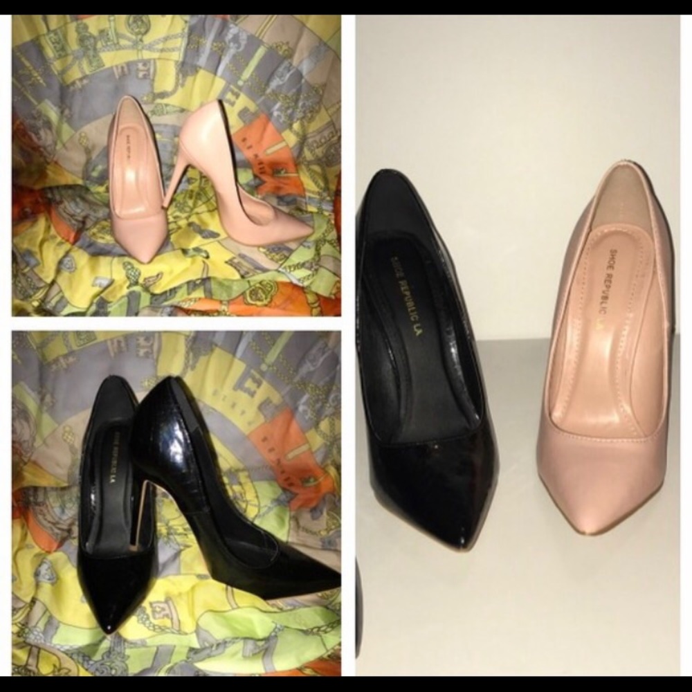 Black and nude pumps