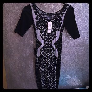 Bebe hourglass jacquard cut out dress