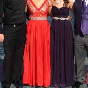 100% Polyester Red Prom Dress