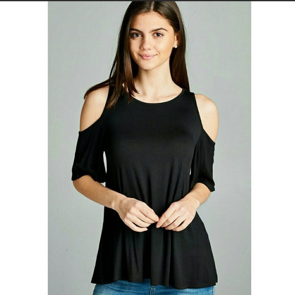 black half shoulder top