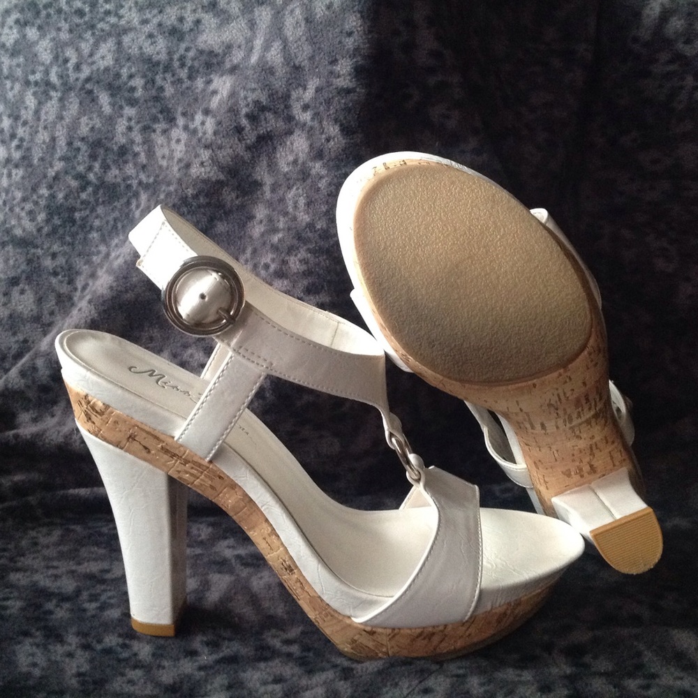 Miss Bisou White Patent Platforms