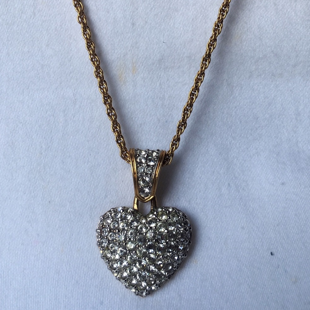 Swarovski Crystal and Gold Heart Pendant Necklace