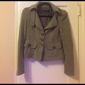 Khaki knit lined jacket with button out hood