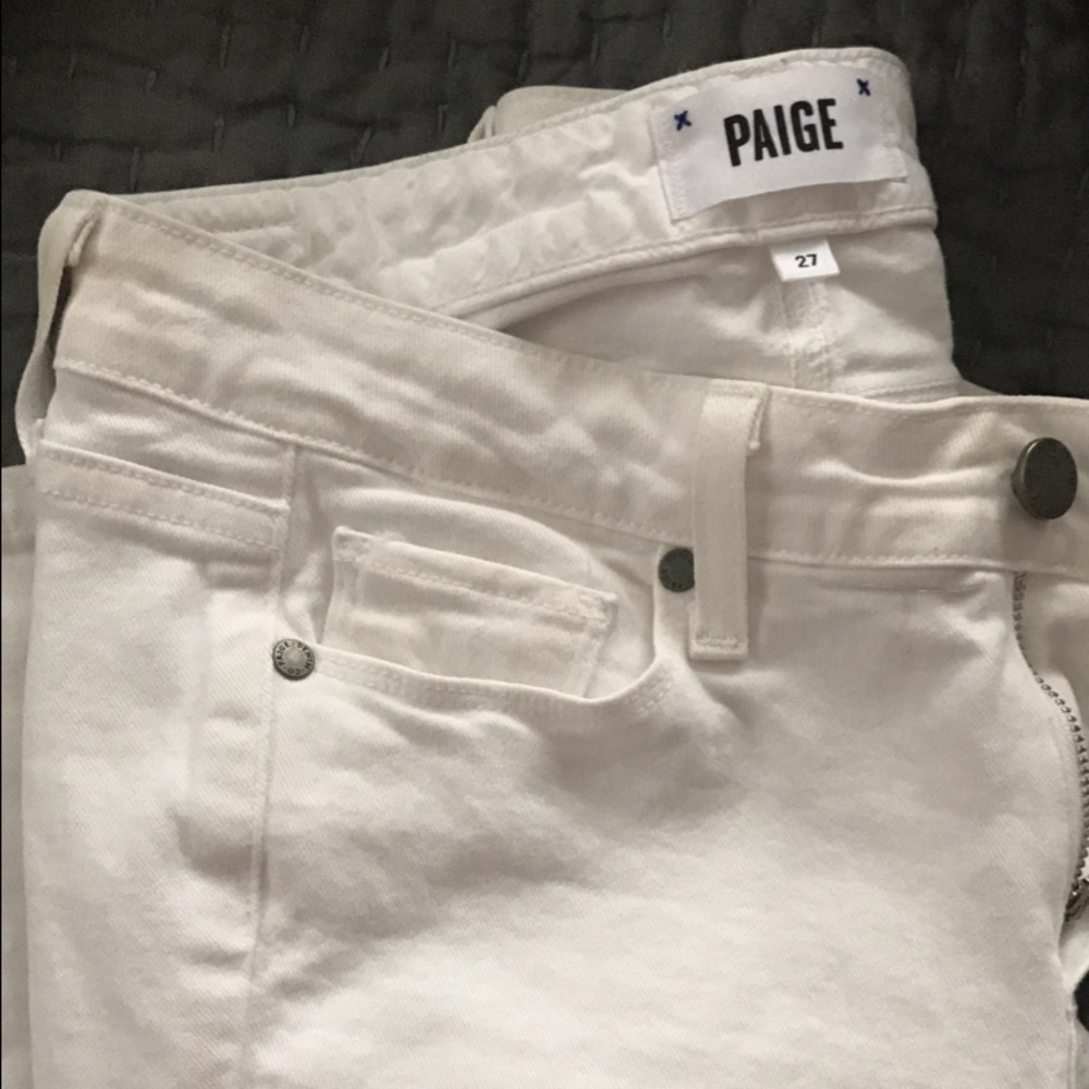 White Paige skyline ankle peg jeans