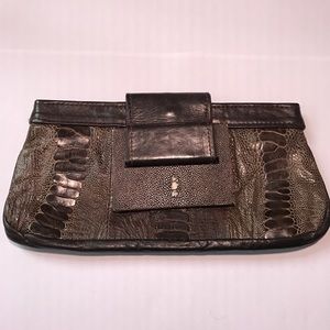 R & Y Agousti exotic dark brown clutch
