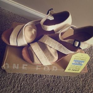Toms clarissa wedges, natural linen