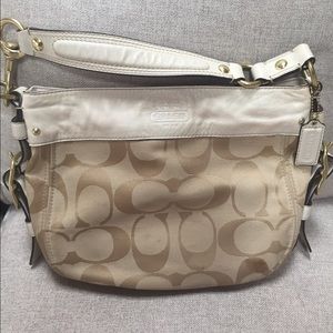 Coach Cream Signature Shoulder Zoe Hobo Bag