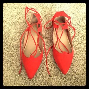 Red lace up Topshop flats